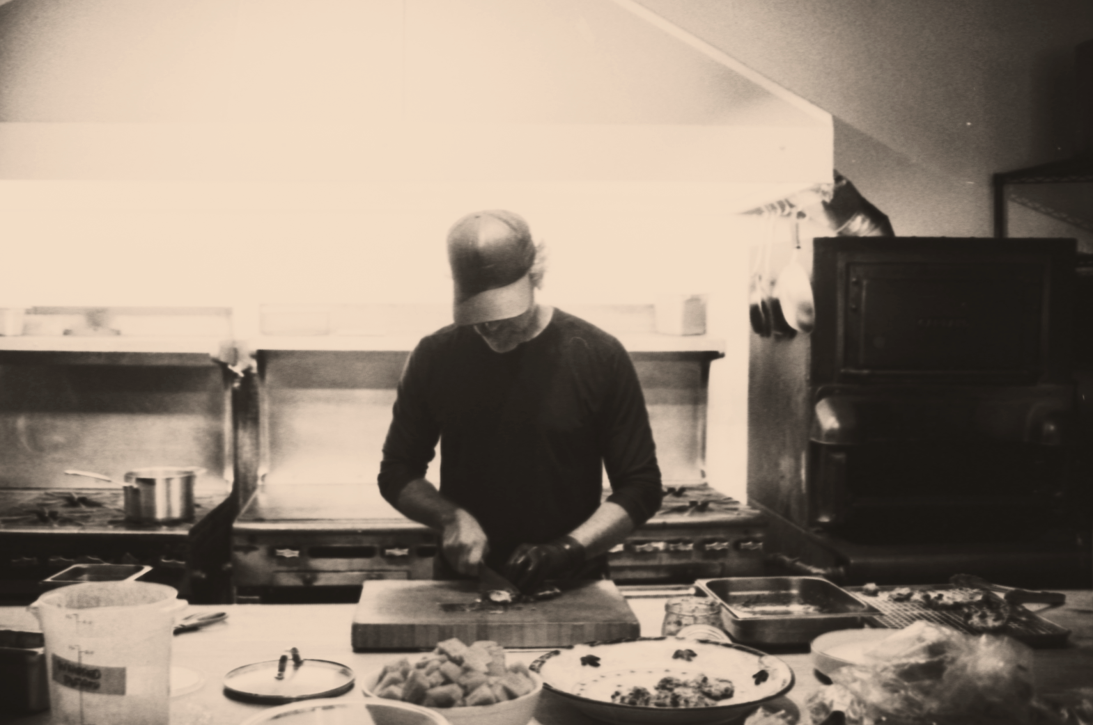 A chef preparing food in the ranch kitchen